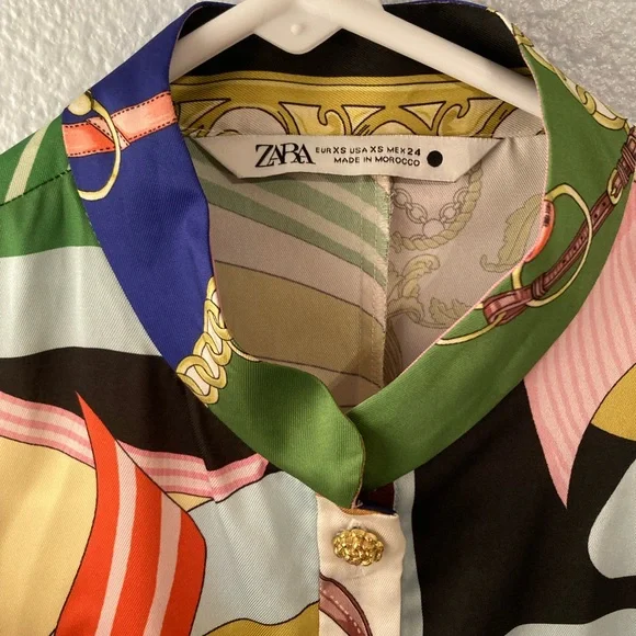 EUC Zara Gorgeous Print Tie Waist Dress - Picture 6 of 7